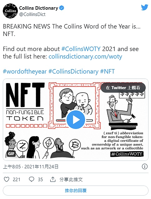 NFT当选《柯林斯词典》年度热词